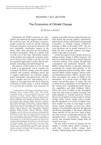 The Economics of Climate Change: American Economic Review Papers & Proceedings