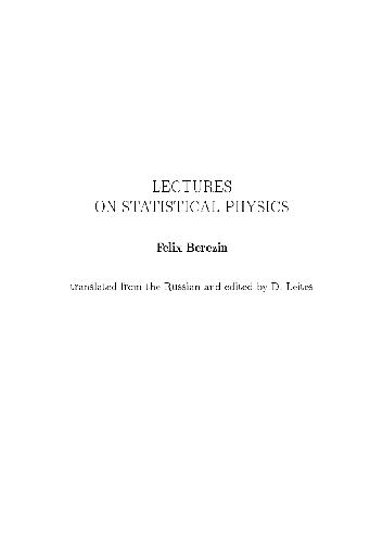 Lectures on statistical physics