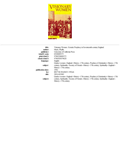 Visionary Women: Ecstatic Prophecy in Seventeenth-Century England  