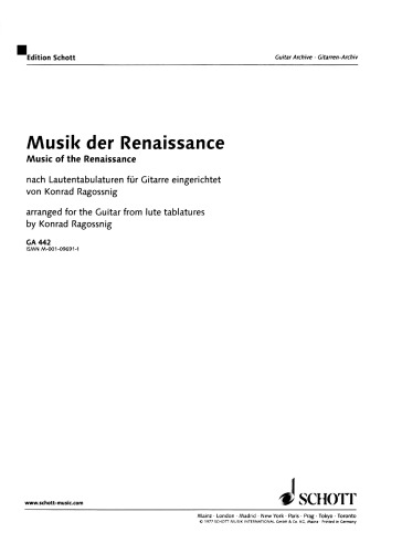 Music of the Renaissance Arranged for the Guitar from lute tablatures  