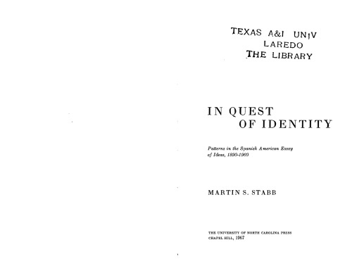 In quest of identity: Patterns in the Spanish American essay of ideas, 1890-1960
