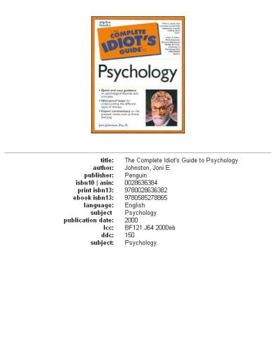 The complete idiot's guide to psychology