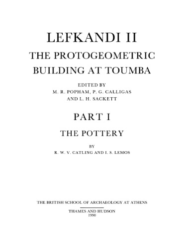 Lefkandi II, Part I (Supplementary Volume) (Pt. 1)