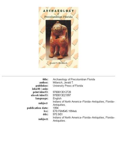 Archaeology of Precolumbian Florida  