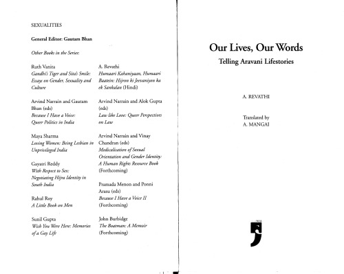 Our Lives, Our Words: Telling Aravani Lifestories