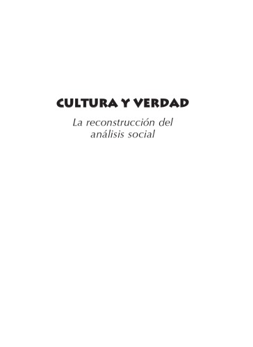 Cultura y verdad: la reconstrucción del análisis social