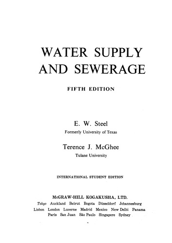 Water supply and sewerage (McGraw-Hill series in water resources and environmental engineering)  