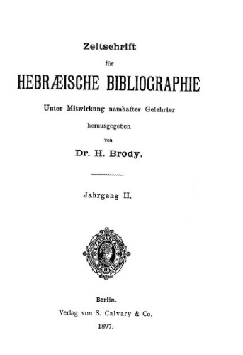Zeitschrift für hebräische Bibliographie 2  