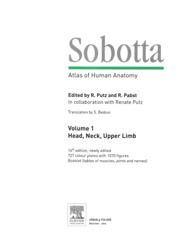 Sobotta Atlas of Human Anatomy: Head, Neck, Upper Limb  
