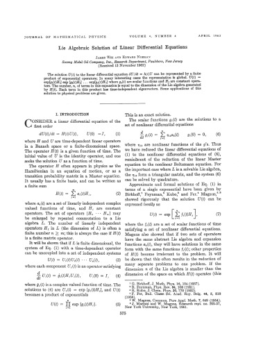 Lie Algebraic Solution of Linear Differential Equations