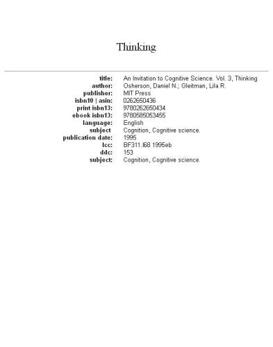 An Invitation to Cognitive Science: Thinking