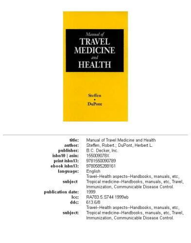 Manual of travel medicine and health  