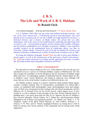 J. B. S.: The Life and Work of J.B.S. Haldane