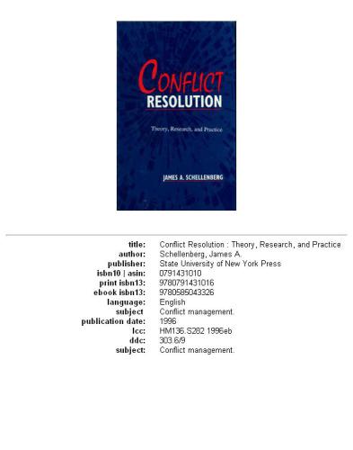 Conflict resolution: theory, research, and practice