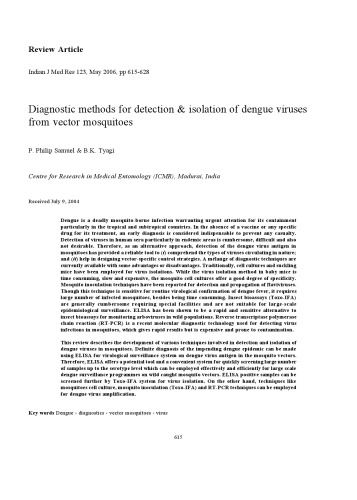 Diagnostic Methods For Detection & Isolation of Dengue Viruses From Vector Mosquitoes