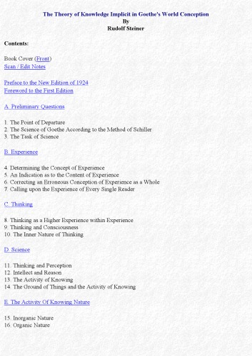The Theory of Knowledge Implicit in Goethe's World Conception