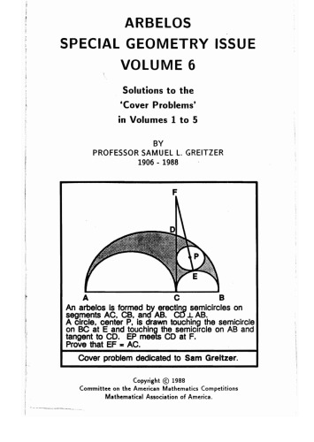 Arbelos Volume 6 Special Geometry Issue