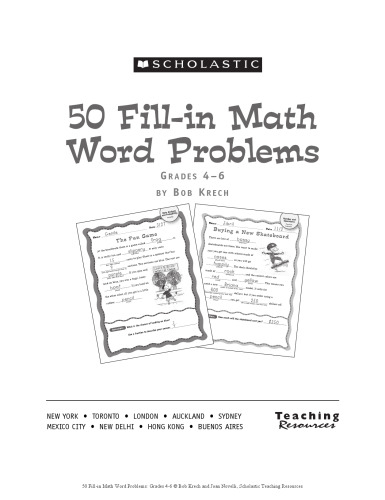 50 Fill-in Math Word Problems: Grades 4-6: Engaging Stories for Students to Read, Fill In, Solve, and Sharpen Their Math Skills  