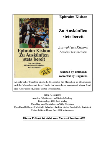 Zu Auskünften stets bereit. Auswahl aus Kishons besten Geschichten