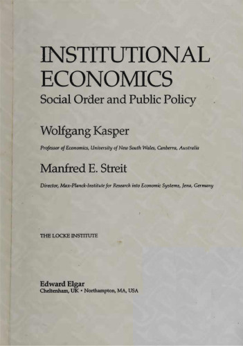 Institutional Economics: Social Order and Public Policy