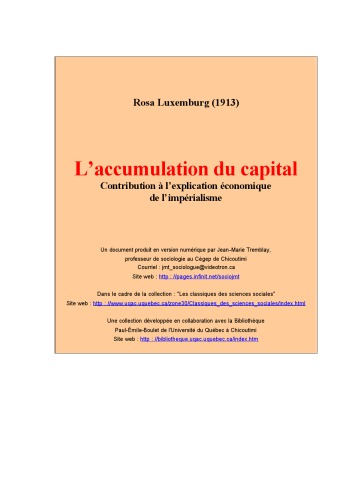 L'accumulation du capital : Contribution à l’explication économique de l’impérialisme