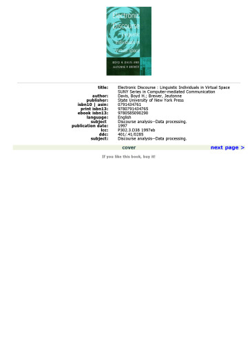 Electronic Discourse: Linguistic Individuals in Virtual Space