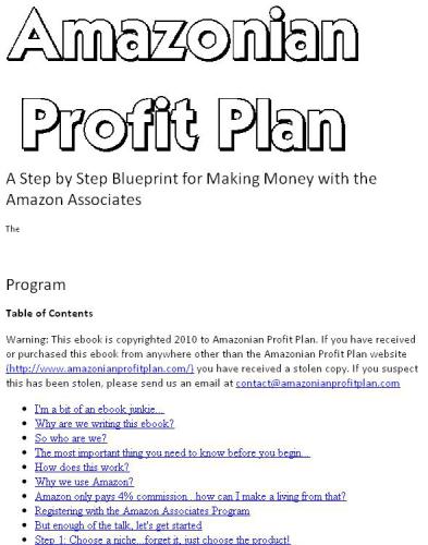 Amazonian Profit Plan: How to average over $10K a month promoting Amazon products