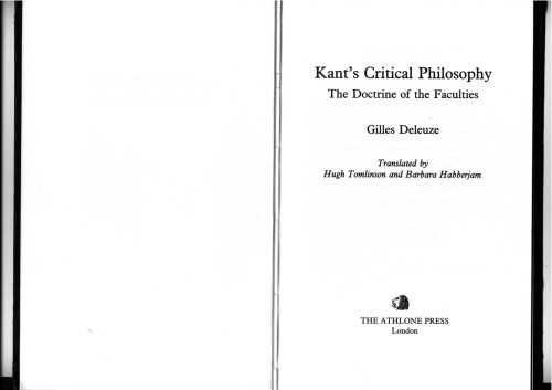 Kant's Critical Philosophy: The Doctrine of the Faculties