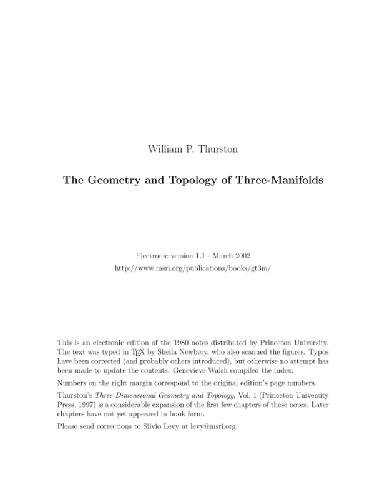 Geometry and topology of 3-manifolds