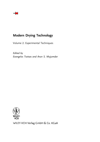 Modern Drying Technology, Experimental Techniques (Volume 2)