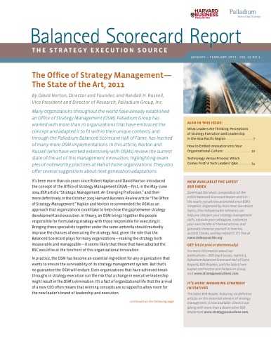 Balanced Scorecard Report - the Strategy Execution Source - Jan-Feb 2011 - Vol 13 No 1