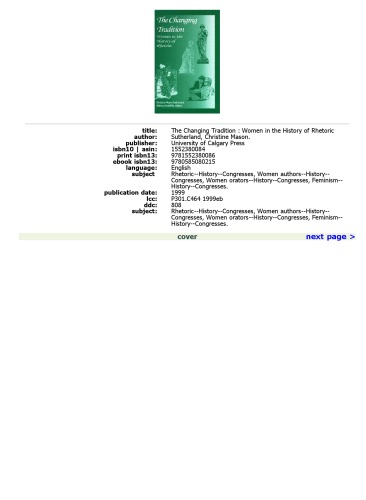 The Changing Tradition: Women in the History of Rhetoric