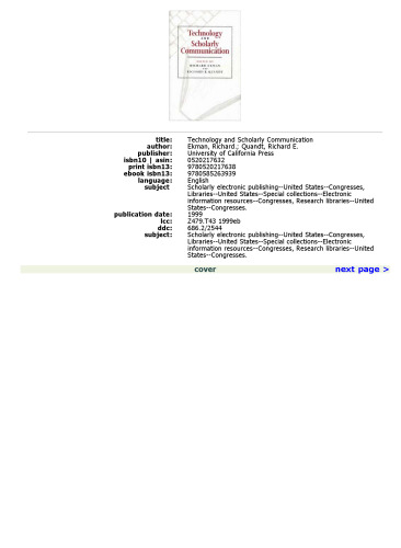 Technology and Scholarly Communication  