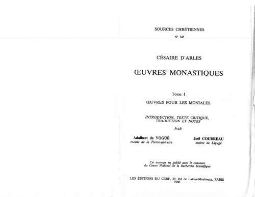 Oeuvres monastiques, tome 1 (Sources chrétiennes)