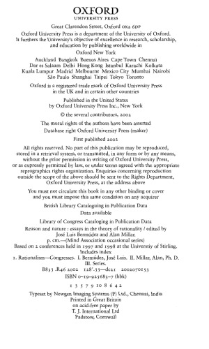 Reason and Nature: Essays in the Theory of Rationality (Mind Association Occasional)  