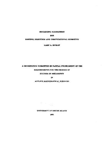 Bucketing algorithms for sorting selection and computational geometry