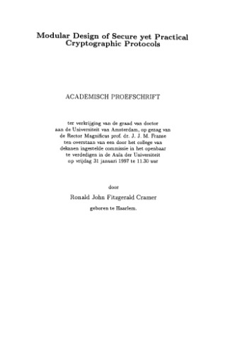 Modular Design of Secure yet Practical Cryptographic Protocols  