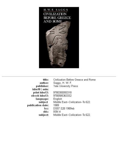 Civilization Before Greece and Rome  