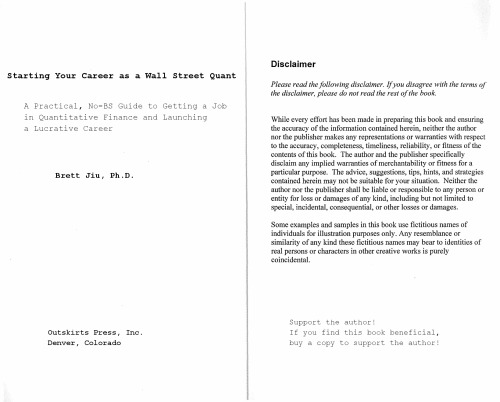 Starting Your Career as a Wall Street Quant: A Practical, No-BS Guide to Getting a Job in Quantitative Finance and Launching a Lucrative Career  