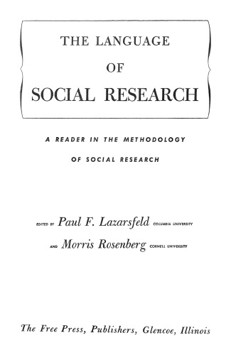 The language of social research: a reader in the methodology of social research