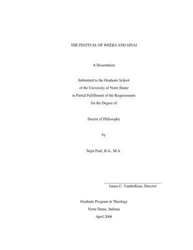 The Festival of Weeks and Sinai  