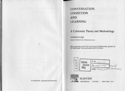 Conversation, Cognition and Learning: Cybernetic Theory and Methodology  