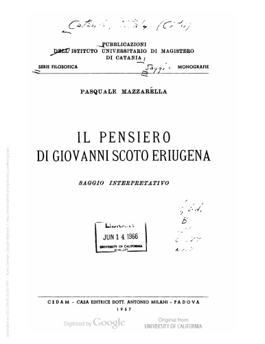 Il pensiero di Giovanni Scoto Eriugena