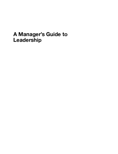 A Manager's Guide to Leadership