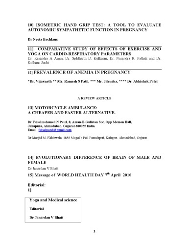 Indian Journal of Applied Basic Medical Sciences - Vol 12B issue 15, July 2010 pages 3-61