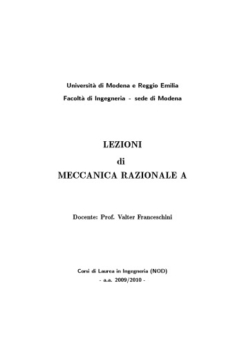 Lezioni di Meccanica Razionale A