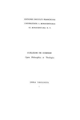 Opera Theologica Vol. 01