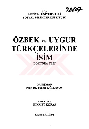Özbek ve Uygur Türkçelerinde Isim
