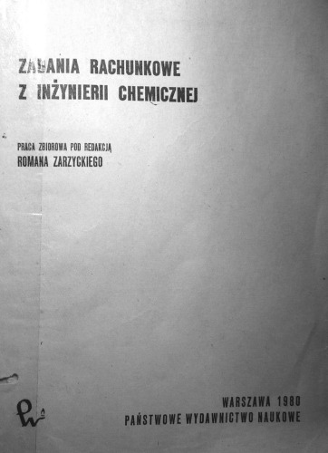 Zadania rachunkowe z inżynierii chemicznej