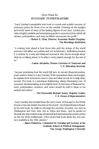 Economic Puppetmasters: Lessons from the Halls of Power